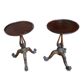 Pair Of English George III Style Carved Mahogany Wine Tables both tables