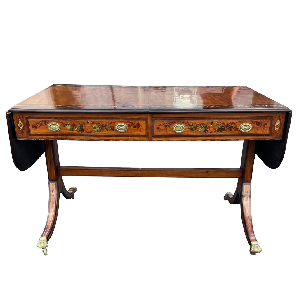 English Regency Painted Satinwood Sofa Table Circa 1810 full front