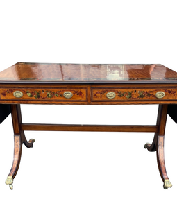 English Regency Painted Satinwood Sofa Table Circa 1810 full front
