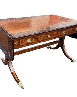 English Regency Painted Satinwood Sofa Table Circa 1810 corner full