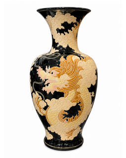 English ceramic dragon vases with sgraffito surface