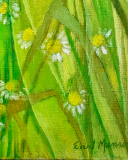 Enid Munroe “Daisies” vibrant floral oil on canvas artwork