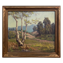 Fern Brockman James California Landscape Painting c 1920s shown in frame