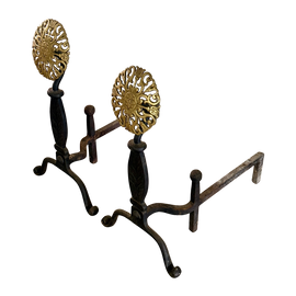 Virginia Metalcrafters Floral Andirons