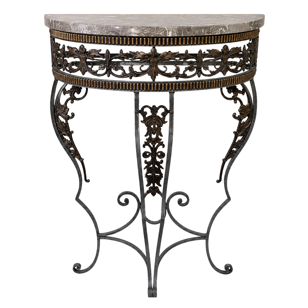 French Art Deco steel and marble console table circa 1920