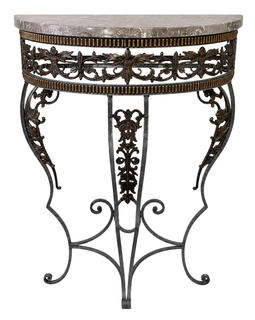 French Art Deco steel and marble console table circa 1920