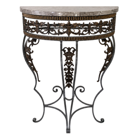 French Art Deco steel and marble console table circa 1920