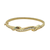 Front view of a vintage 14K yellow gold bangle bracelet with channel-set baguette diamonds in an undulating ribbon design
