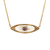 Front view of an Edwardian 14K gold necklace with a central bezel-set amethyst and graduated seed pearls
