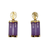 Front view of lavender dyed jade drop earrings set in 14K yellow gold
