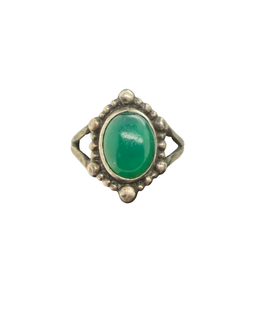 Georg Jensen Denmark Silver and Chrysoprase Ring Early Mark front view