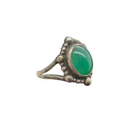Side view of Georg Jensen Denmark Silver and Chrysoprase Ring Early Mark