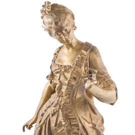 Gilt French Bronze Female Figure by August Moreau