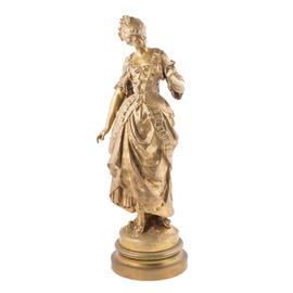 Gilt French Bronze Female Figure by August Moreau