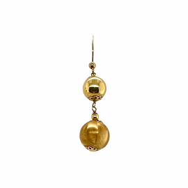 Vintage 14K Gold Articulated Double Ball Drop Pierced Earrings