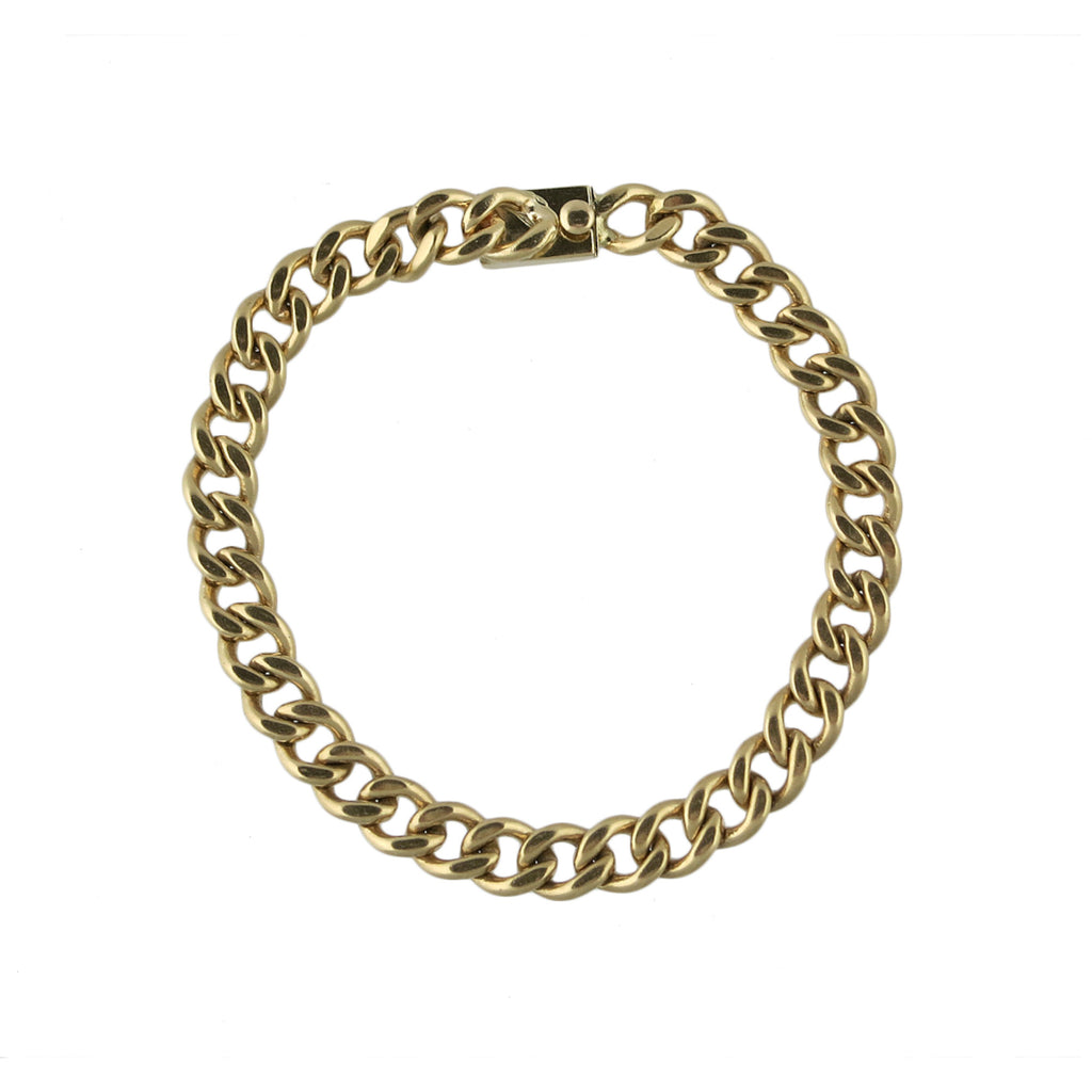 14K Gold Heavy Curb Link Charm Bracelet