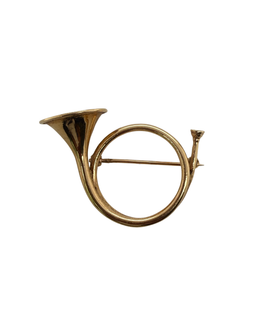 Vintage14K Gold French Hunting Horn Brooch