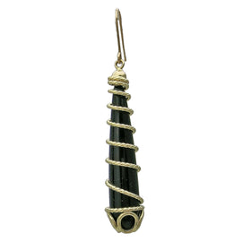 14K Gold Onyx Dangling Pierced Earrings