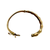 Gold bamboo bangle bracelet shown open on its hinge, with the plain polished lower half visible