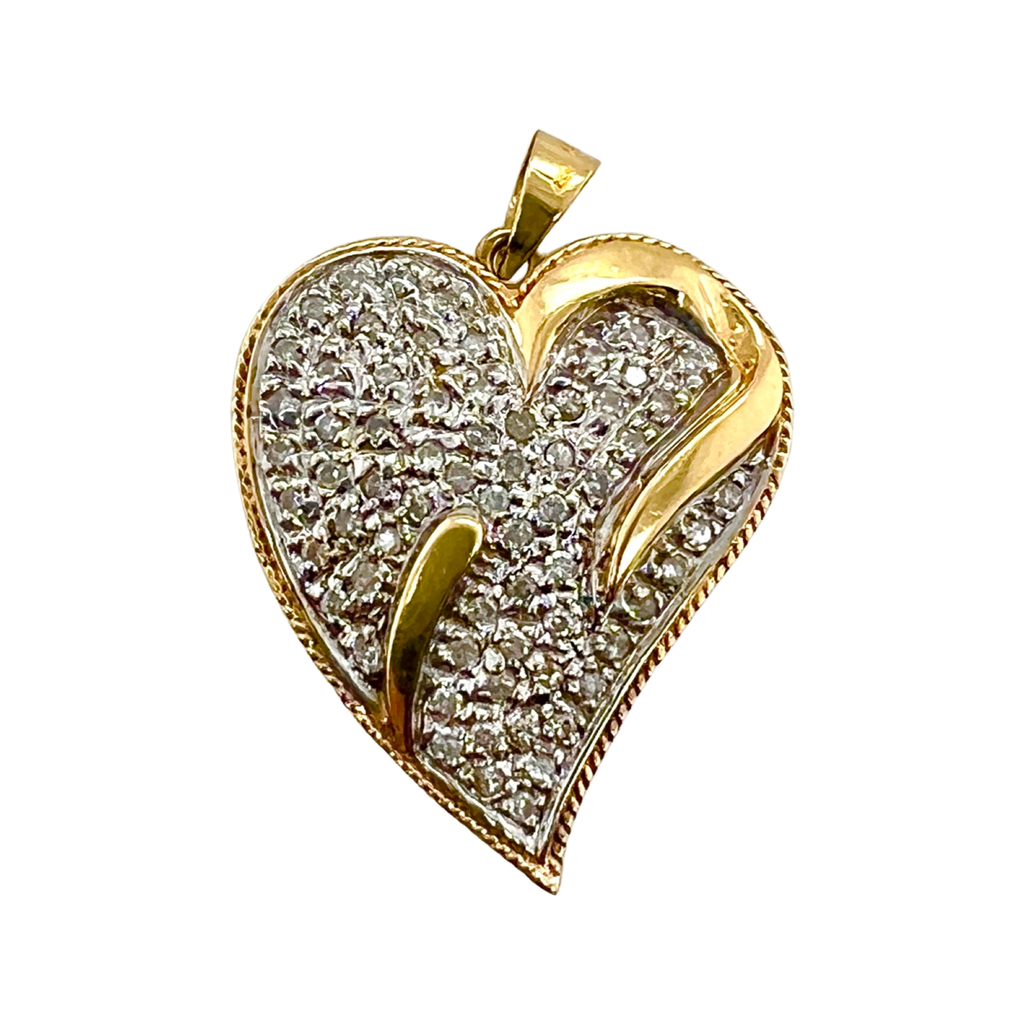 14K Gold Pave Diamond Heart Pendant