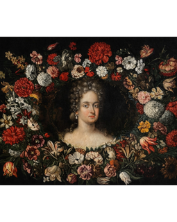 Henri Gascar Portrait With Floral Still Life 17th Century