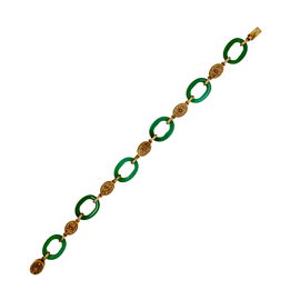 Vintage 14K Gold and Green Chrysoprase Link Bracelet