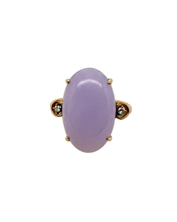 14K Gold Lavender Jade & Diamond Ring Circa 1960