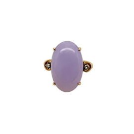 14K Gold Lavender Jade & Diamond Ring Circa 1960