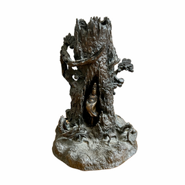Japanese 19th Bronze Tree Sculpture With Figure full view