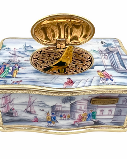 Karl Griesbaum Enamel Singing Bird Box Automaton top open view