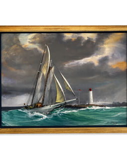 Kipp Soldwedel oil painting schooner at sea 1959