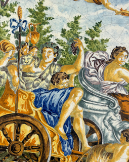 19th Century Italian Majolica Charger “Procession Of Bacchus” Fratelli Bianchi Naples C 1890
