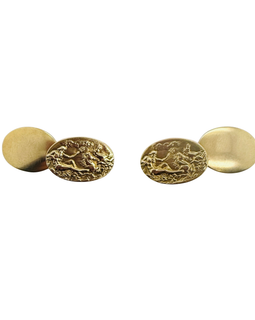 Larter & Sons Art Nouveau 14K Gold Cufflinks with Greek God Poseiden pair