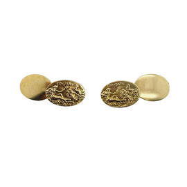 Larter & Sons Art Nouveau 14K Gold Cufflinks with Greek God Poseiden pair