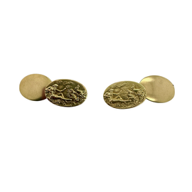 Larter & Sons Art Nouveau 14K Gold Cufflinks with Greek God Poseiden pair view