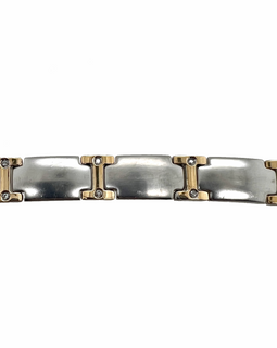 Stainless Steel, 18K Gold & Diamond Link Men's / Women's Bracelet