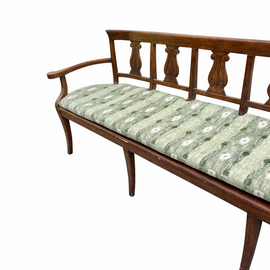 Vintage Walnut French Country Style Long Bench