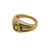 Mid-century 14K gold peridot ring with four flanking diamonds, side profile