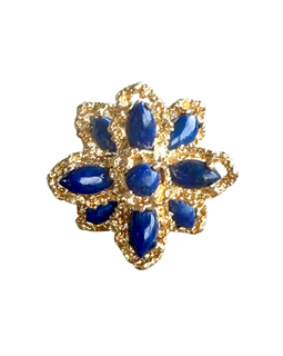 Modernist 14K Gold Lapis Lazuli Cocktail Ring face
