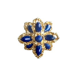 Modernist 14K Gold Lapis Lazuli Cocktail Ring face
