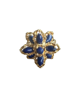 Modernist 14K Gold Lapis Lazuli Cocktail Ring second view of face