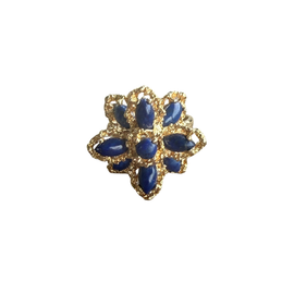 Modernist 14K Gold Lapis Lazuli Cocktail Ring second view of face