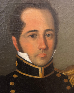 Nineteenth‑century naval officer painting holding sword