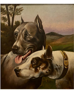 Oil on Canvas, Portrait of Two Dogs by G. Legrand 1920