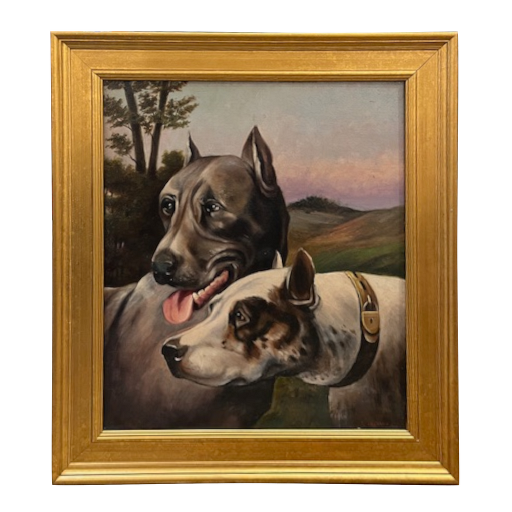 Oil on Canvas, Portrait of Two Dogs by G. Legrand 1920