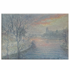 Erik Tryggelin 1878-1962 , Swedish , Impressionist River View Oil 0n Canvas