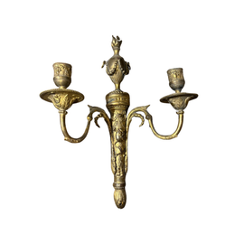 Single view of one 18th C French Louis XVI Gilt Bronze 2 Light Sconce