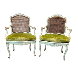 Another full view of Pair 18th Century French Louis XV Fauteuils