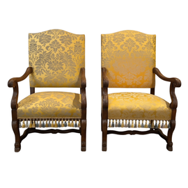 Pair of Baroque Revival Armchairs Circa 1870 – Carved Antique Seating