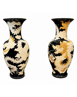 Pair of late 19th century English ceramic dragon vases
